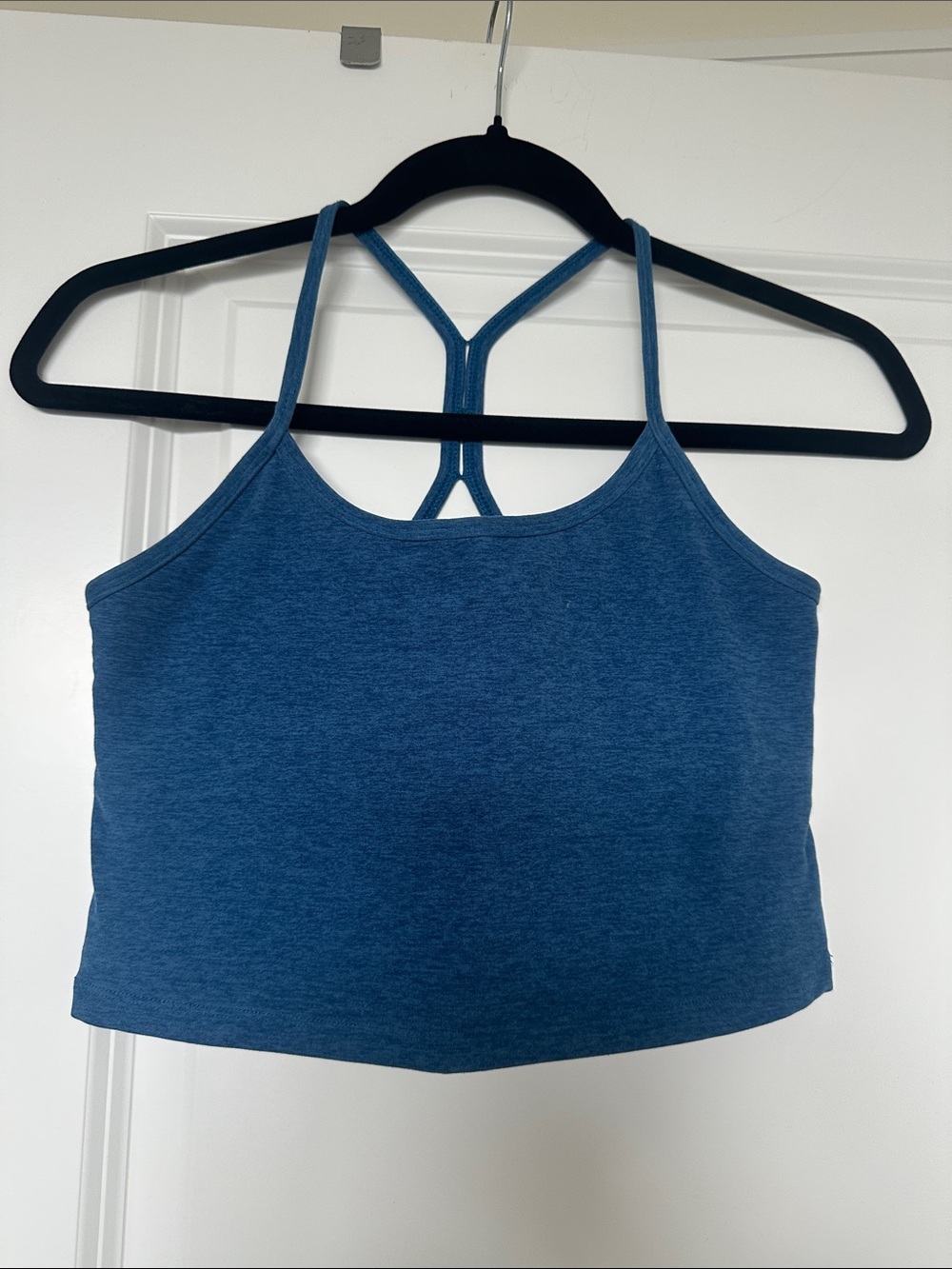 Beyond Yoga Blue Heather Strappy Crop Tank